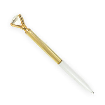Cute Pen - Big Diamond Gold & White